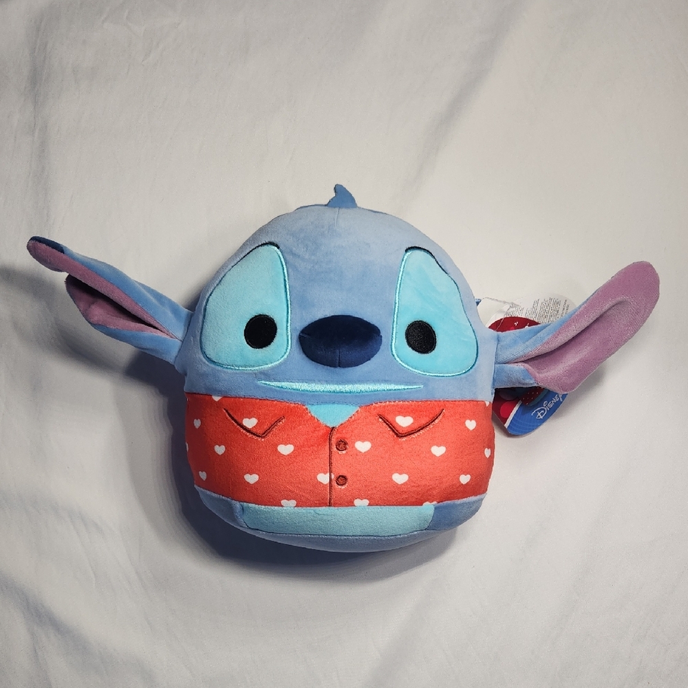 Disney Squishmallows Stitch Plush – Valentine Red Shirt Hearts NWT